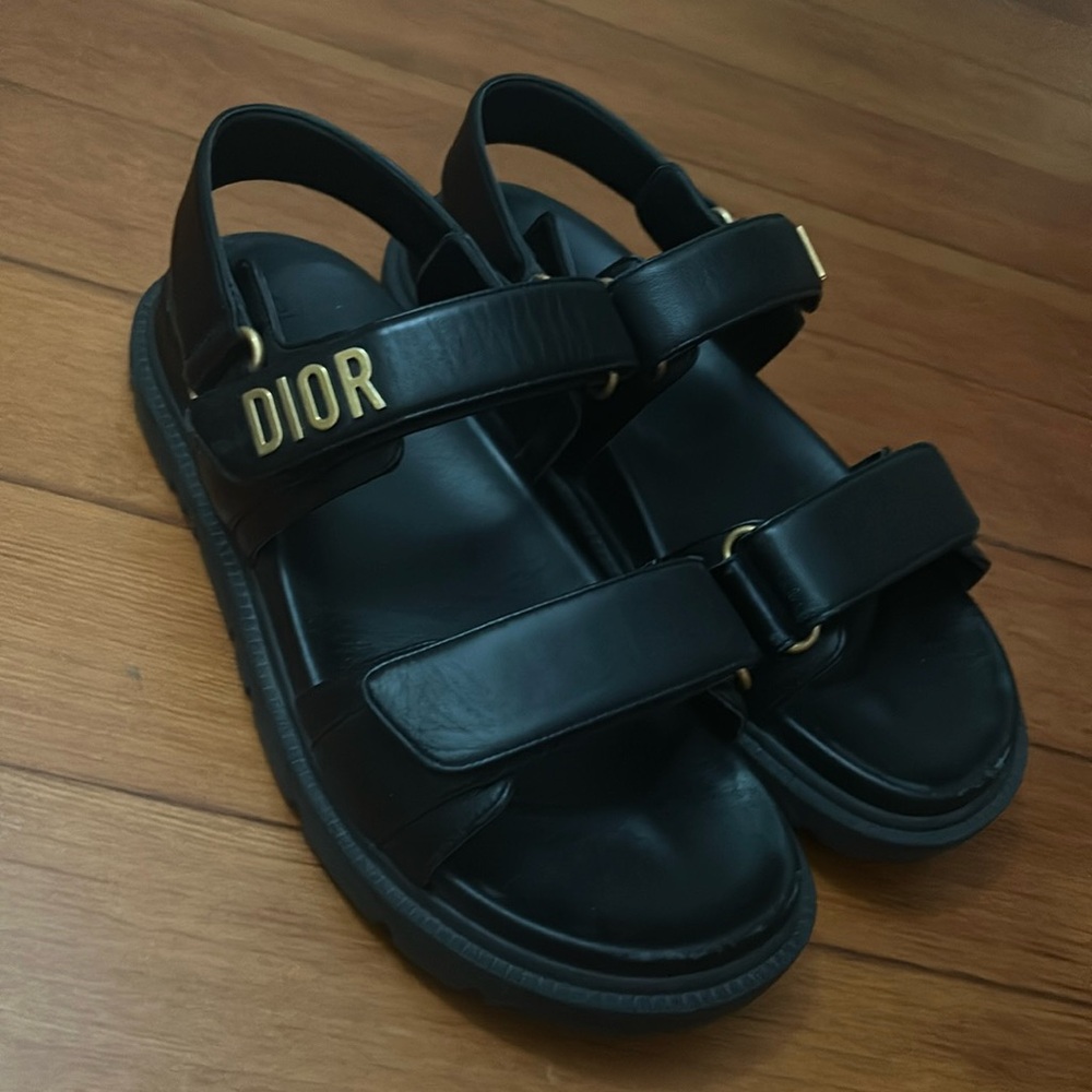 Christian Dior black 8.5 dad sandals worn
